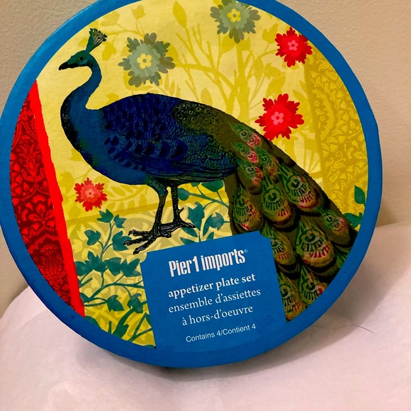 Pier 1 Dining Pier Imports Brand New In Box Set Of Four Appetizer Plates Peacocks Poshmark